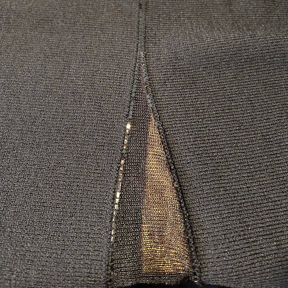 Womens St. John Evening Black Sequin Mixed Media Mesh Knit A-Line Skirt 12 - Picture 7 of 13